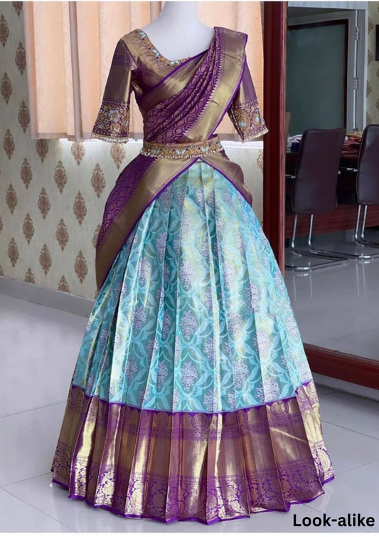 Attractive Designer Silk Half Saree wedding Wear Lehenga Choli With Banarasi Dupatta