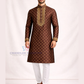 Gorgeous Brown Color Brocade Designer Men's Kurta With Pajama Pant