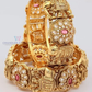 White And Red Color Stones Studded Gold Plated Bangles In USA
