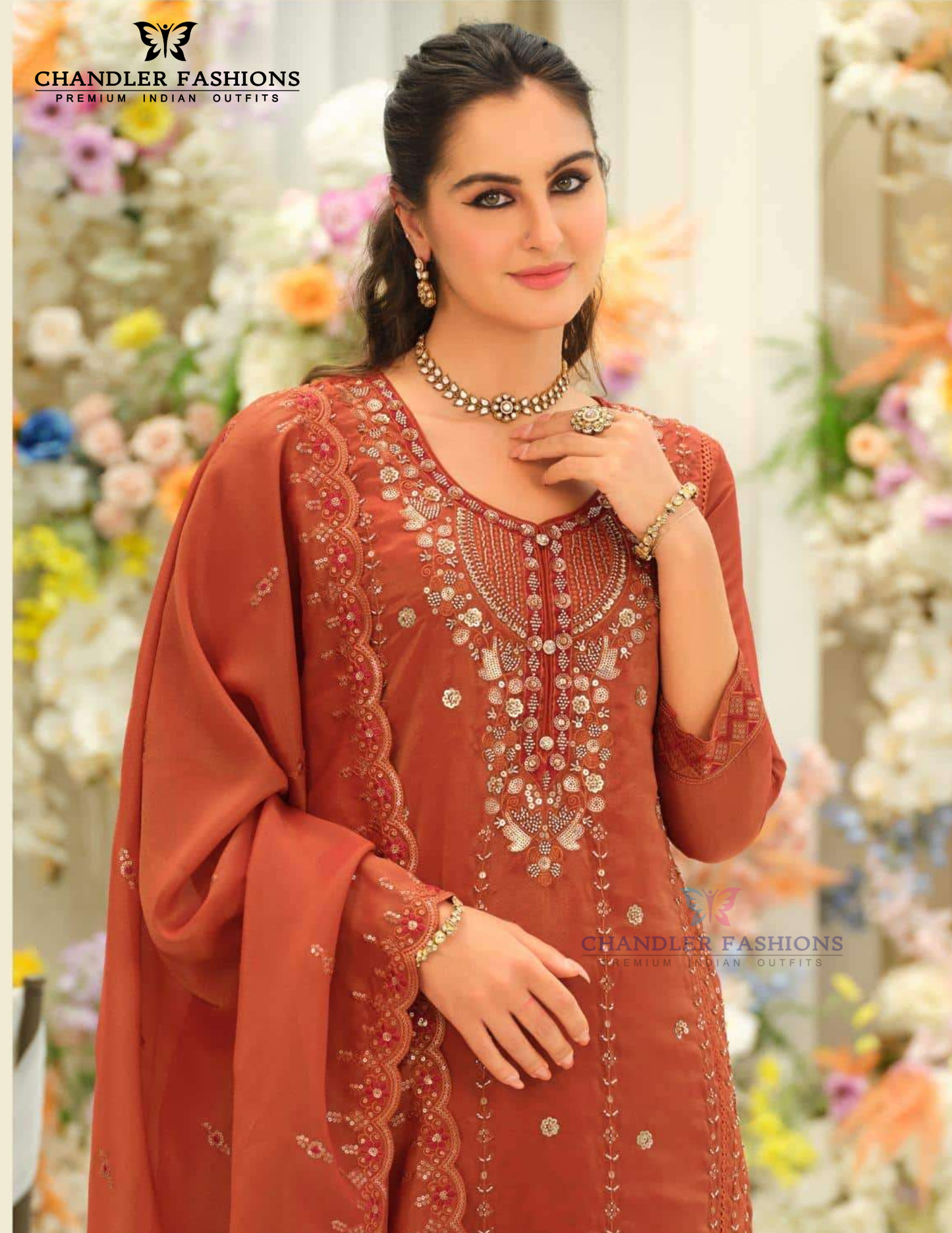 Orange Color Shimmer Salwar Suits Near Me