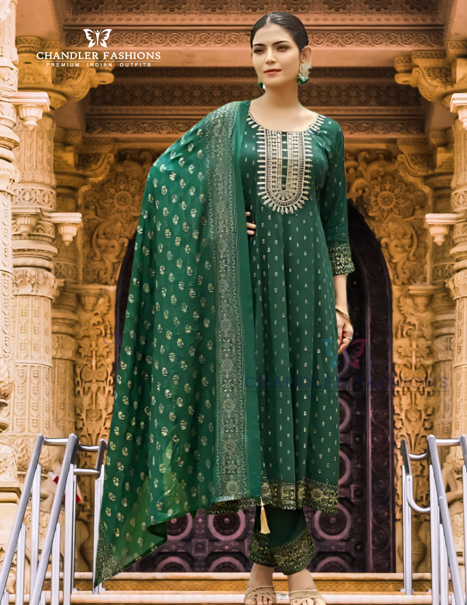 Graceful Green Color Rayon With Embroidery Work Salwar Suits For Women