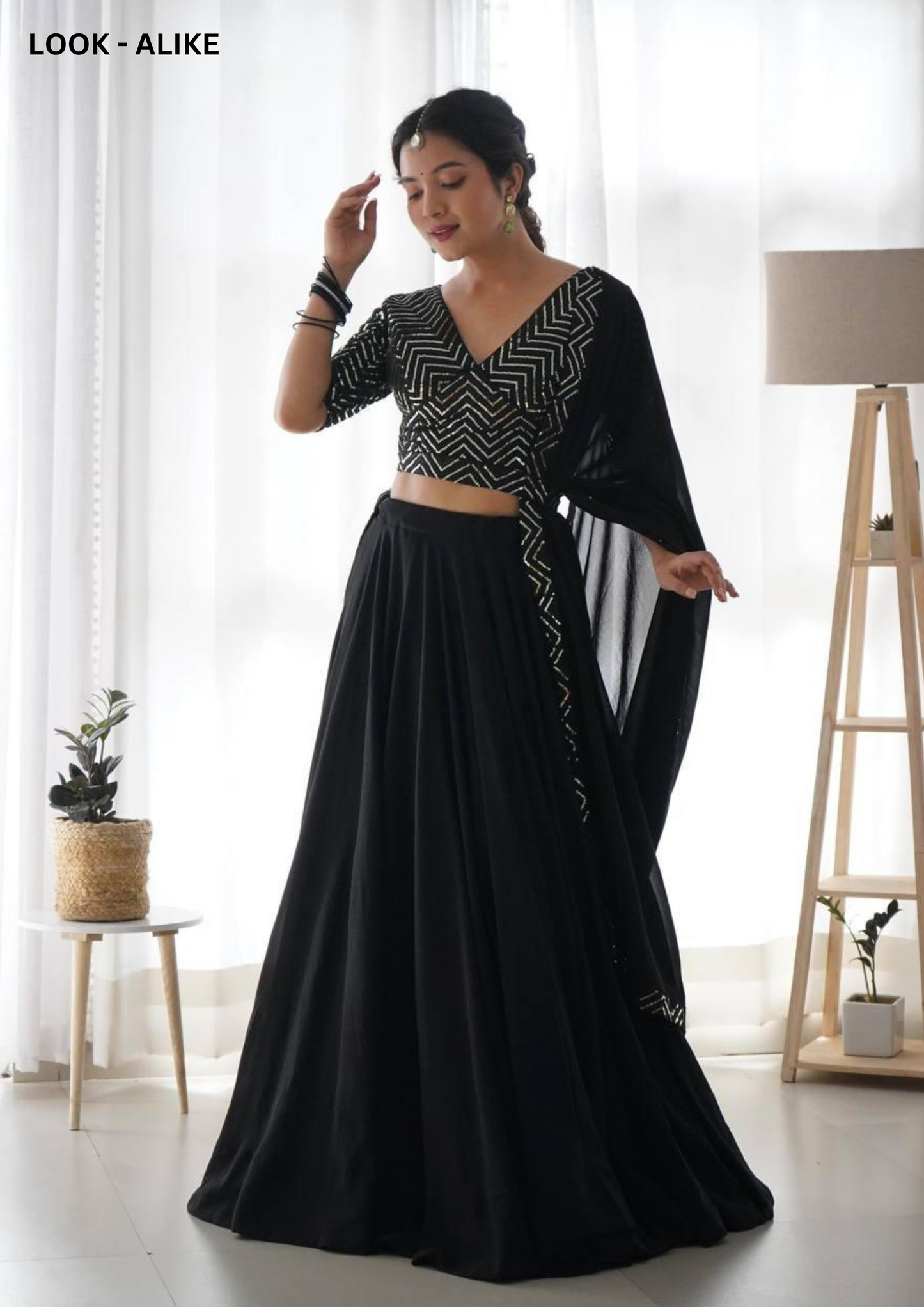 Stunning Black Color Designer Faux Georgette Lehenga Choli With Fancy Border Dupatta