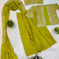 Beautiful Lime Green Color Heavy Embroidery Work Ready To Wear Saree For Women Near Me