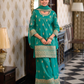 Stunning Teal Green Color Shimmer Silk With Embroidery Work Palazzo Suits