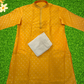 Gorgeous Yellow Color Art Silk Cream Threaded Floral Patterns Kurta Sets For Men