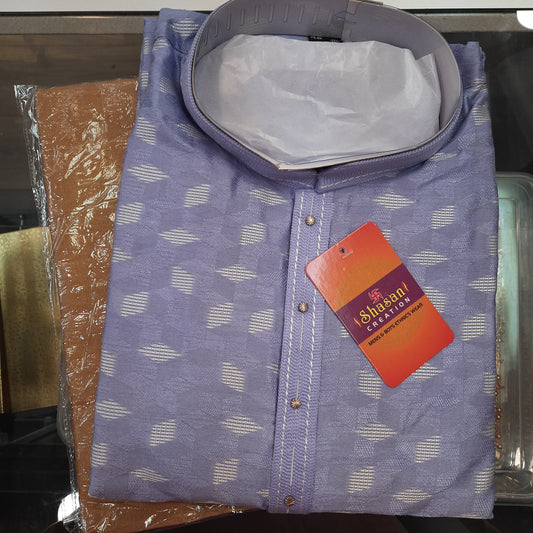Alluring lavender Color Self Design Party Wear Men's Jacquard Kurta Suits