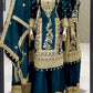 Attractive Teal Blue Color Pure Chinon Silk Heavy Embroidery Work Palazzo Suits Near Me