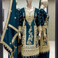 Attractive Teal Blue Color Pure Chinon Silk Heavy Embroidery Work Palazzo Suits For Women