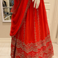 Orange Sequins With Thread Work Lehenga With Dupatta Set In Williams