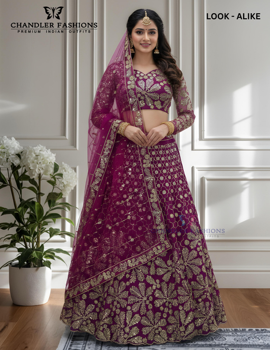 Fabulous Magenta Color Sequins With Zari Embroidery Work Lehenga Choli For Women