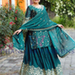 Graceful Teal Green Color Rangoli Heavy Embroidery And Sequins Work Palazzo Suits