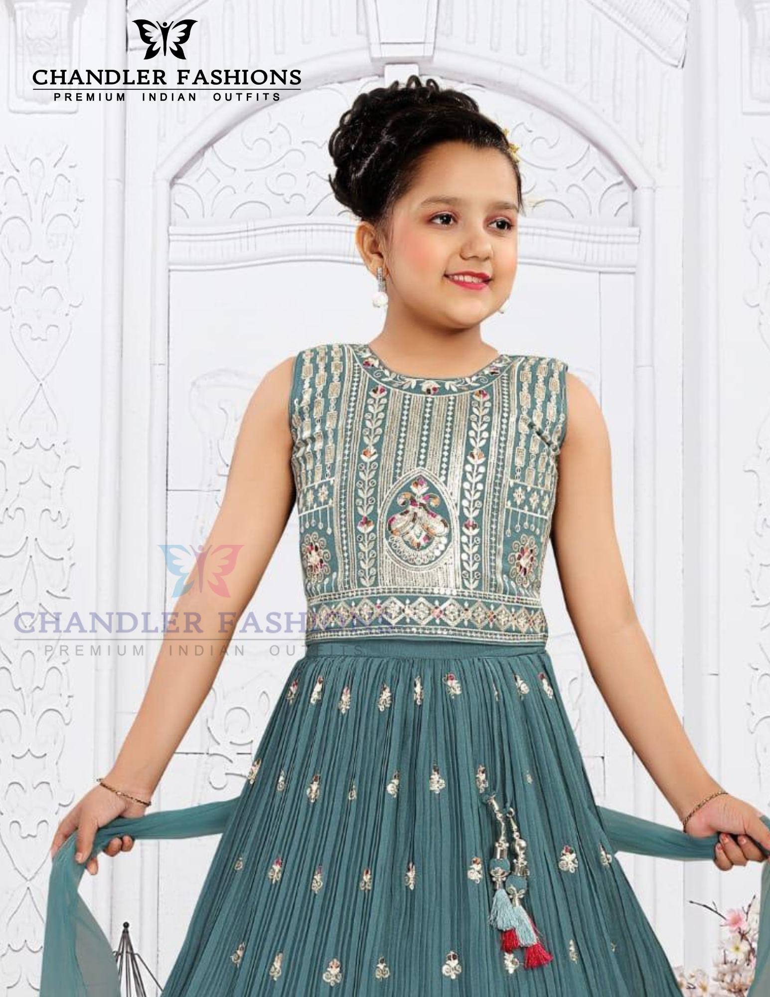 Teal Green Color Embroidery Choli Set With Dupatta Near Me