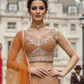 Light Orange Color Embroidery And Sequins Work Lehenga Near Me