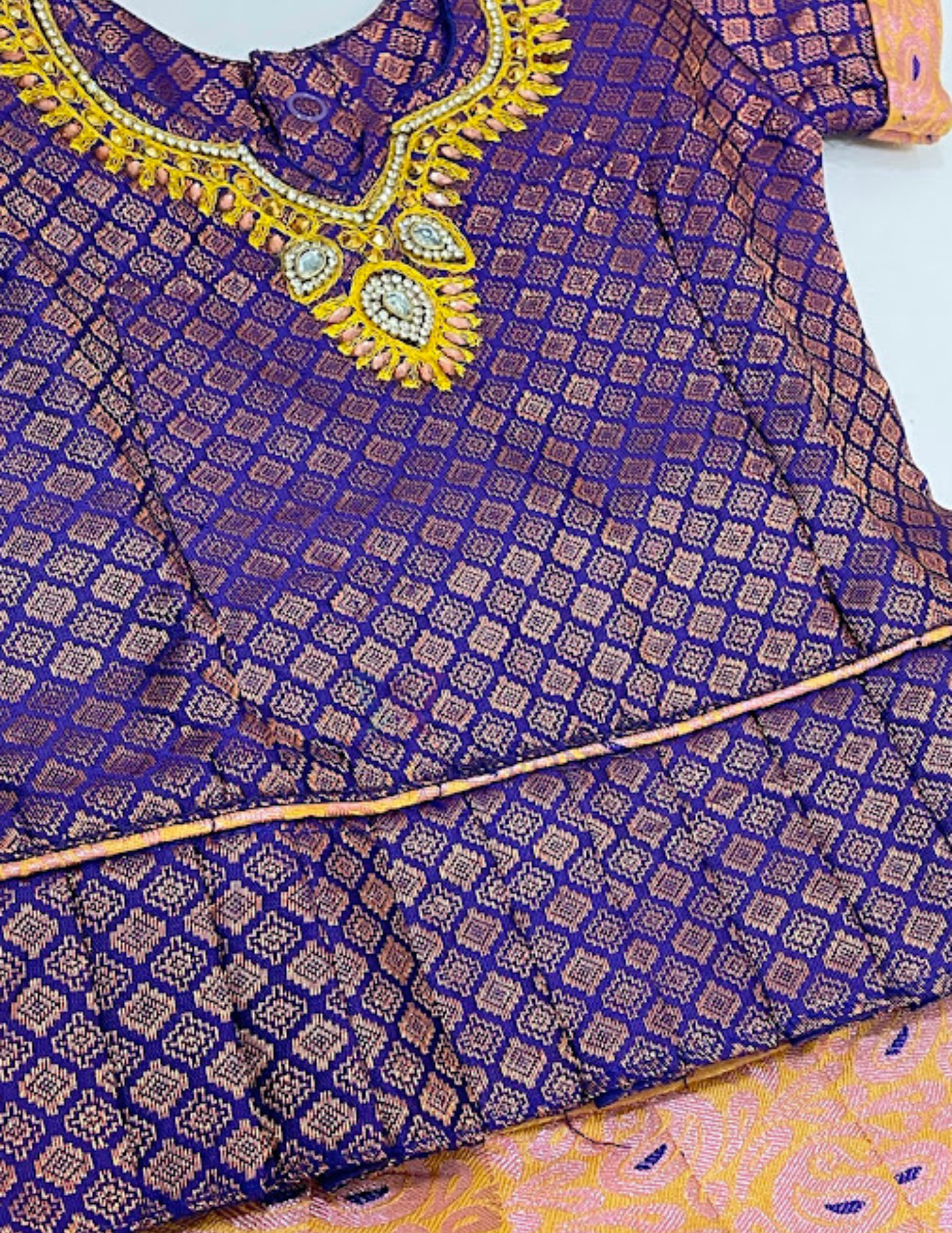 Violet Color Silk Langa Set In Yuma