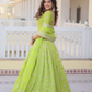 Green Color Pure Dyable Viscose Jacquard Lehenga In Tempe