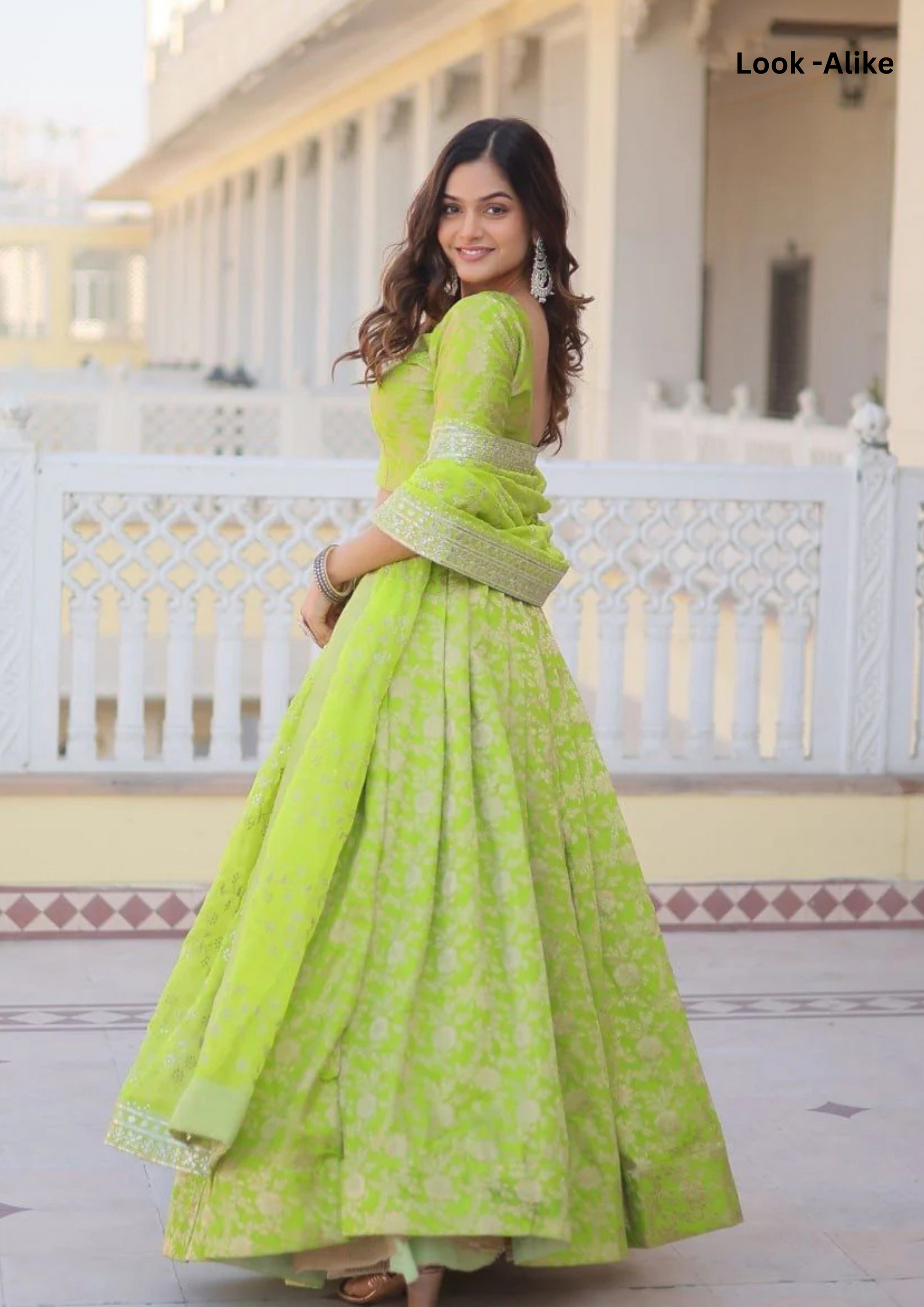 Green Color Pure Dyable Viscose Jacquard Lehenga In Tempe