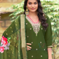 Amazing Green Color Heavy Embroidery Work Salwar Suits With Dupatta For Women Near Me