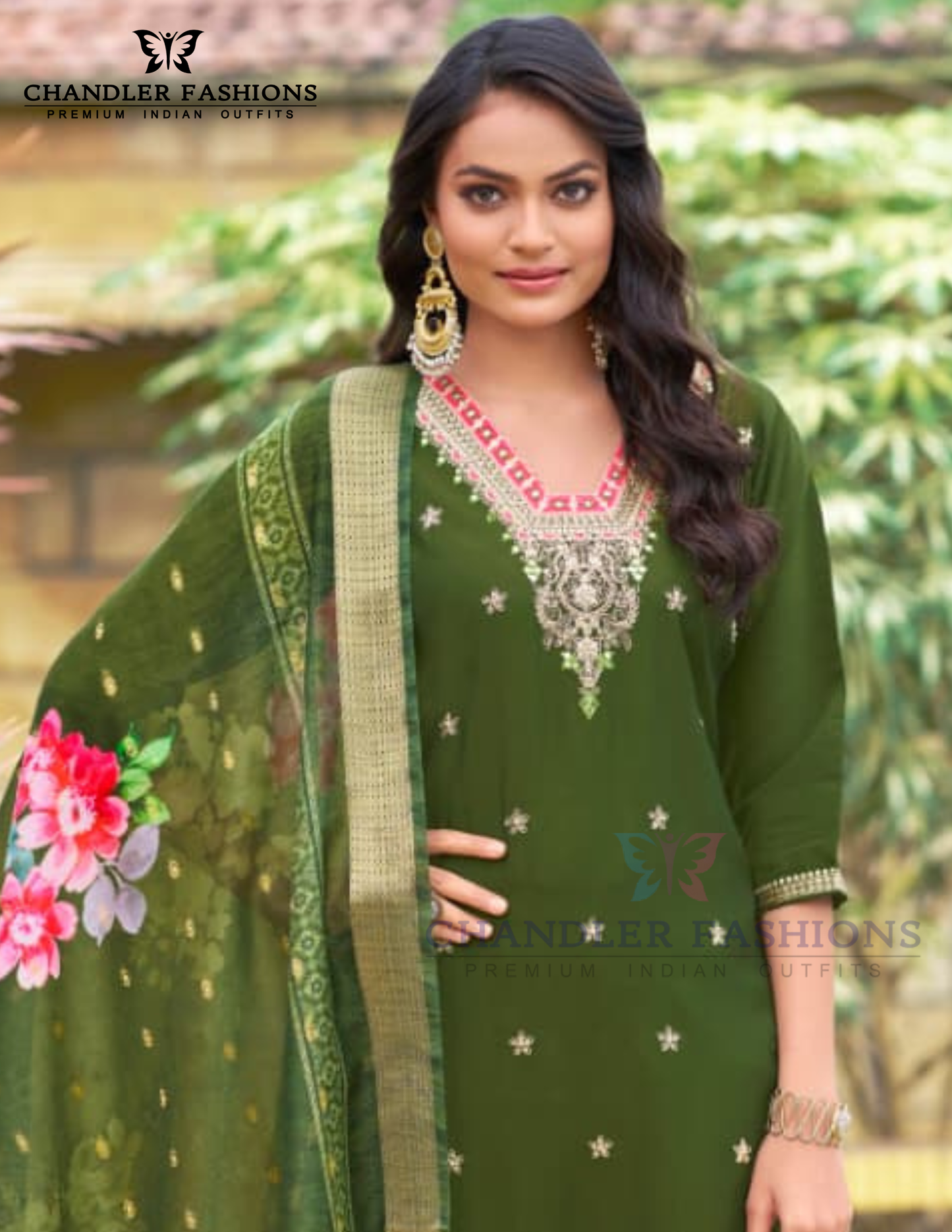 Amazing Green Color Heavy Embroidery Work Salwar Suits With Dupatta For Women Near Me