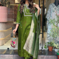 Beautiful Green Color Cotton Slub With Embroidery Work Salwar Suits For Women