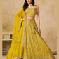 Amazing Yellow Color Georgette With Zari Embroidery And Sequins Work Lehenga Choli For Women