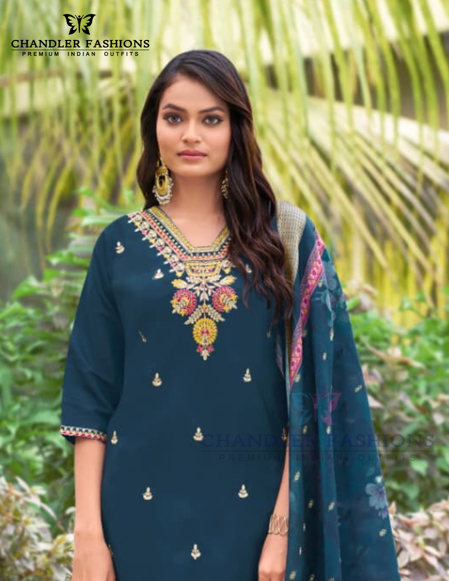 Wonderful Teal Blue Color Heavy Embroidery Work Salwar Suits With Dupatta For Women Near Me