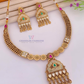 White Color Stone Traditional Antique Gold Necklace With Earrings Net Me