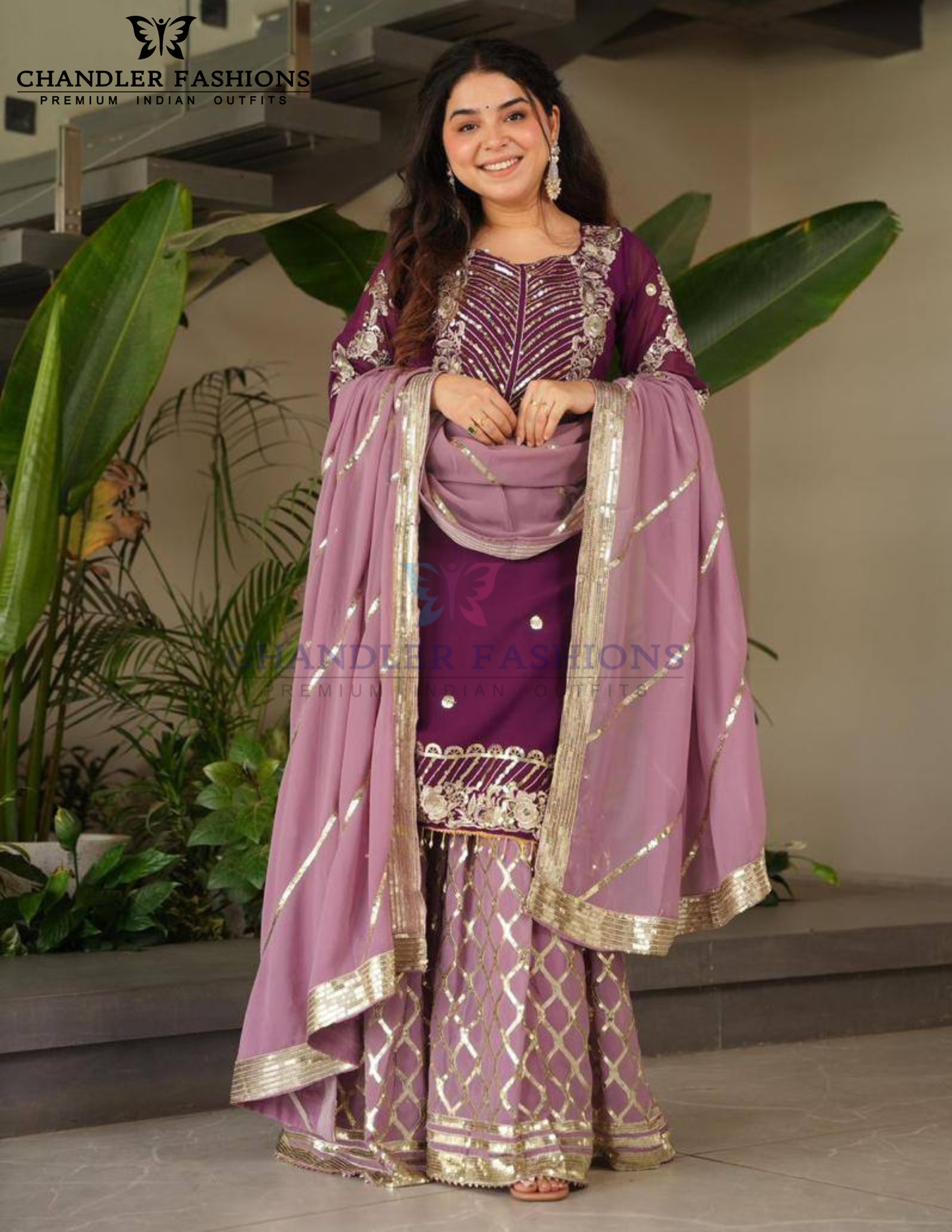 Charming purple Color Georgette With Embroidered Sequins Work Sharara Suits For Women Near Me