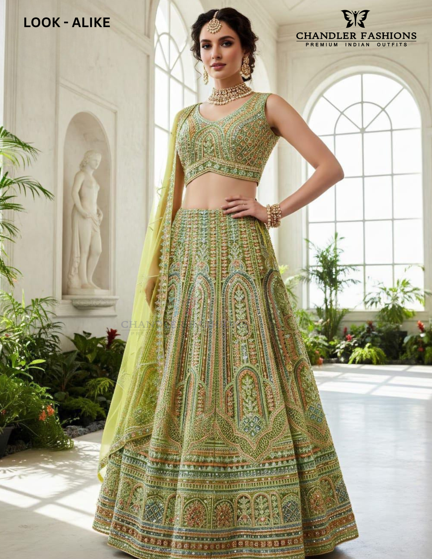 Fabulous Green Color With Embroidery And Sequins Work Lehenga For Women