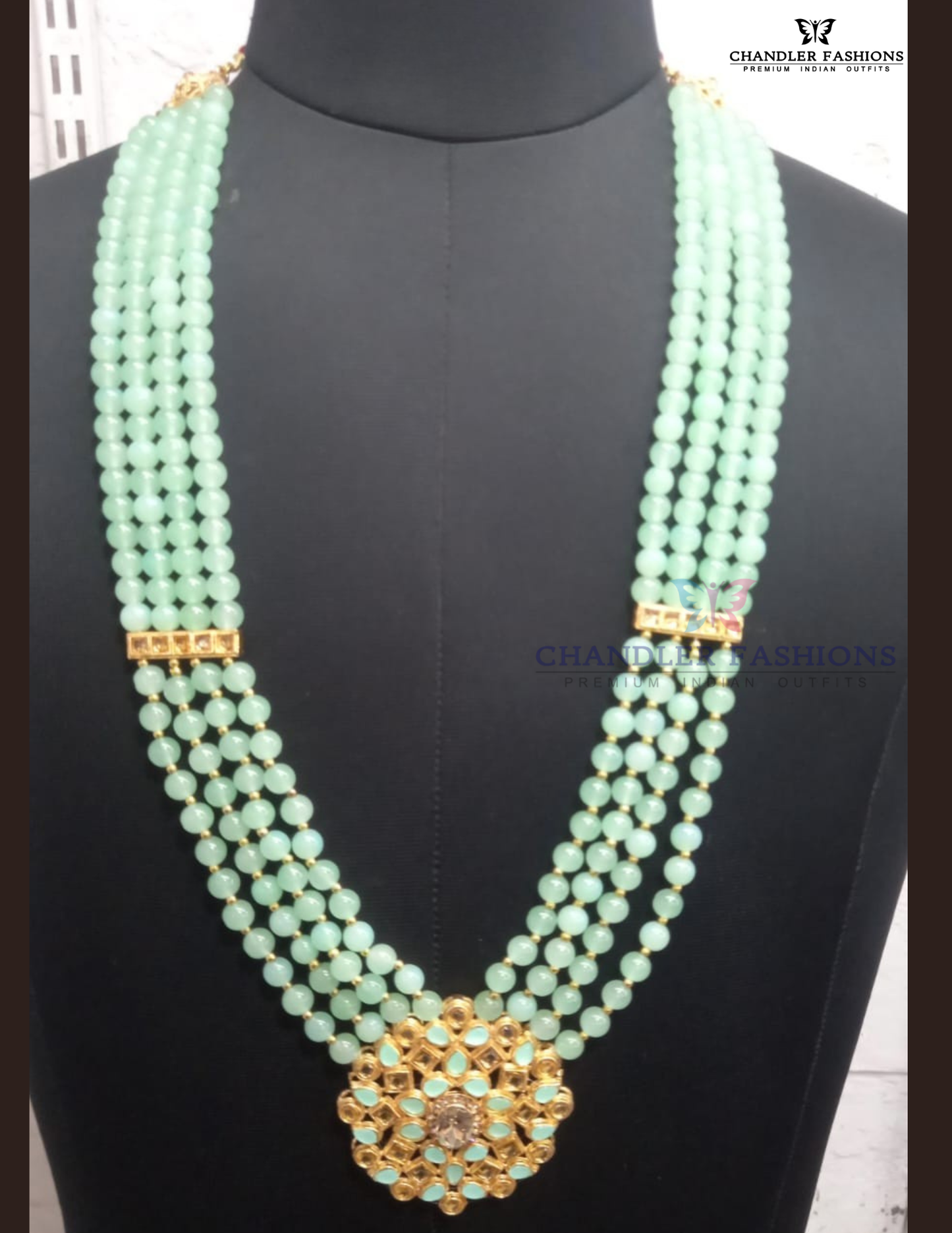 Wonderful Light Green Color Multilayered Designer Beaded Mala