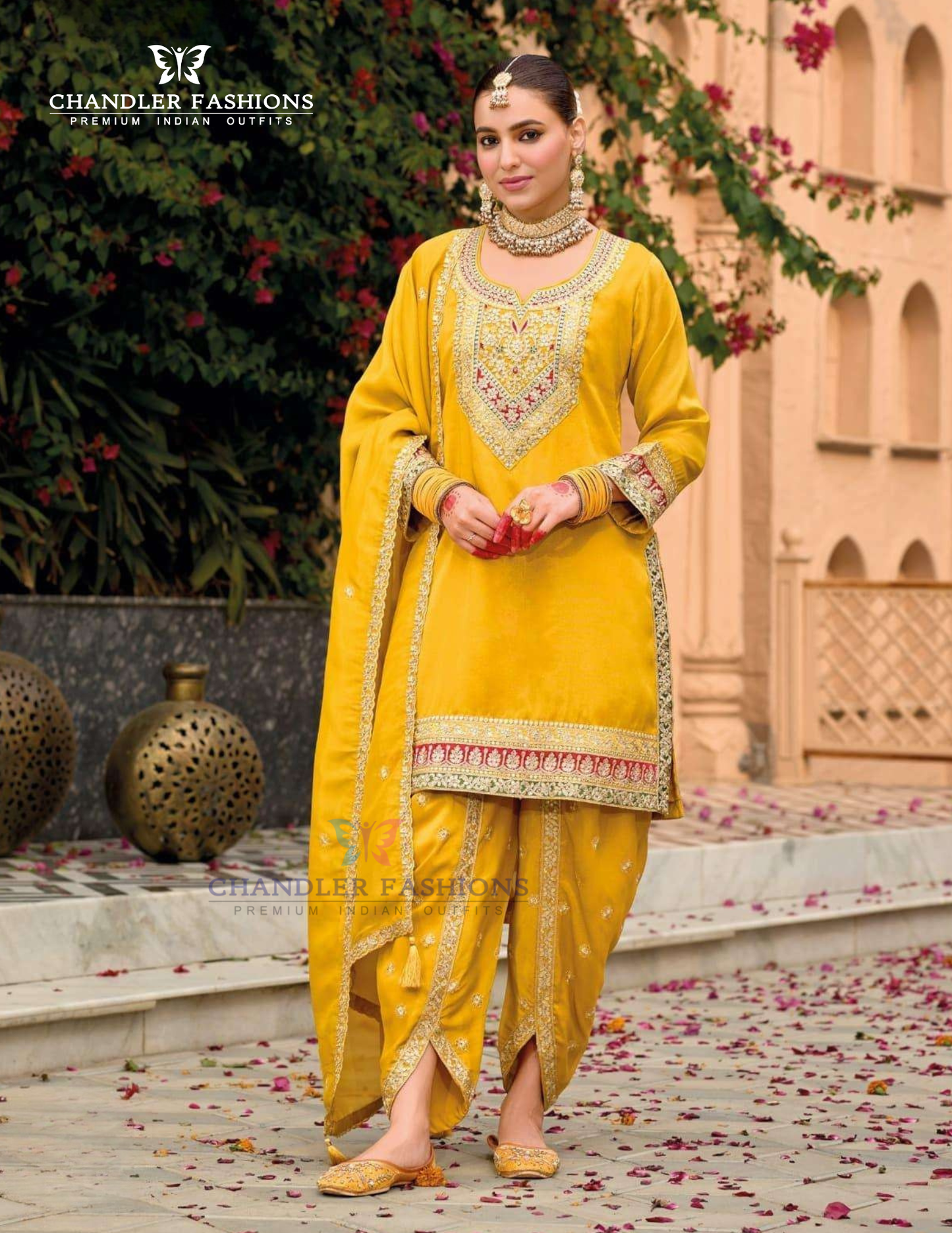 Gorgeous Yellow Color Shimmer With Embroidery Work Kurti With Dhoti Pant Set For Women