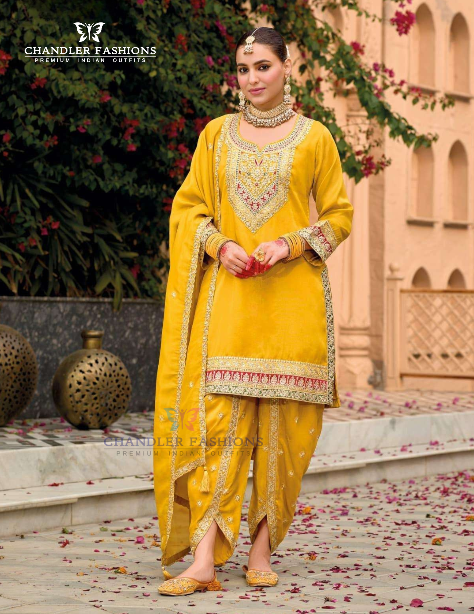 Gorgeous Yellow Color Shimmer With Embroidery Work Kurti With Dhoti Pant Set For Women