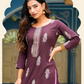 Alluring Brown Color Gold Design Print Rayon Kurti Near Me