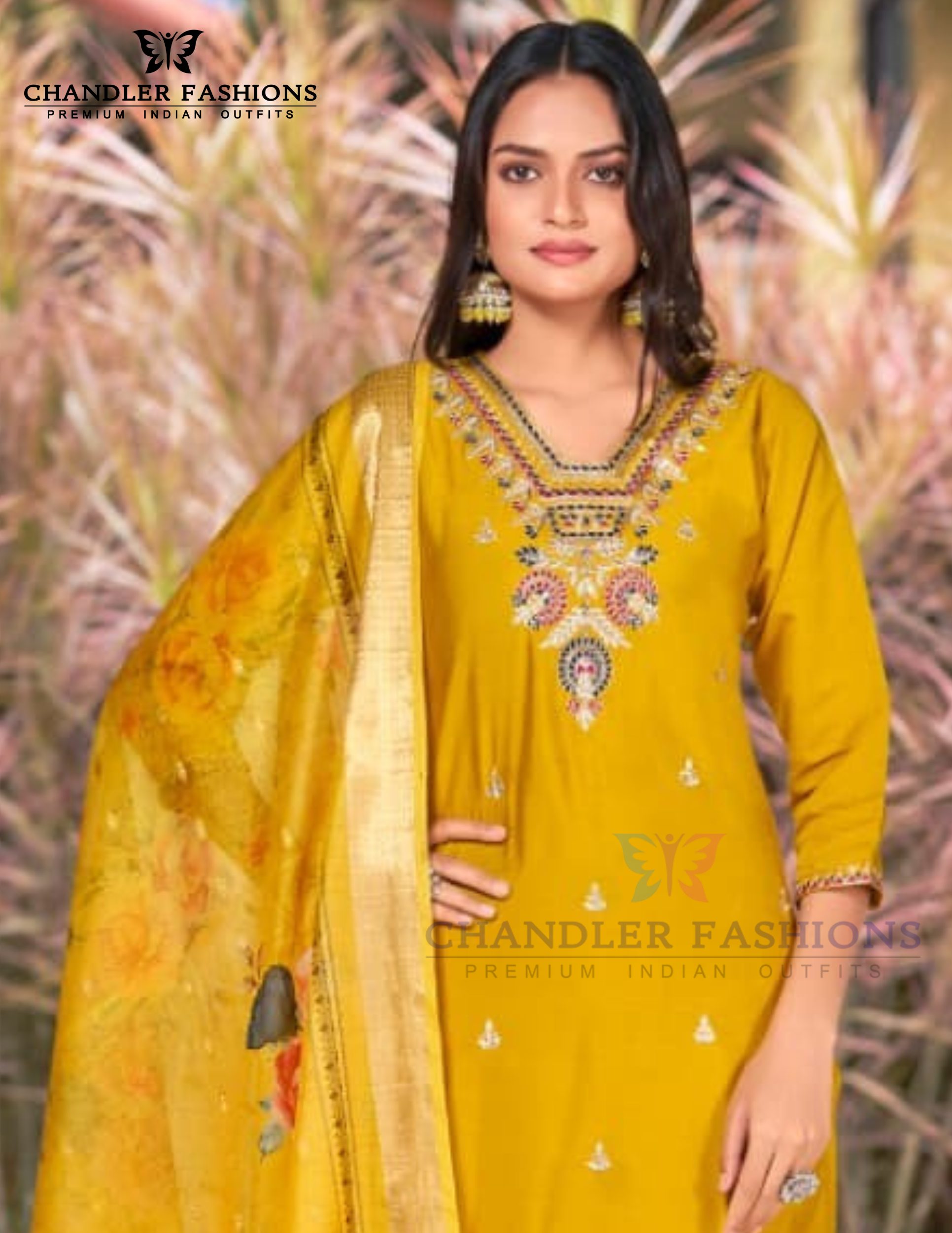 Amazing Mustard Yellow Color Heavy Embroidery Work Salwar Suits With Dupatta Near Me