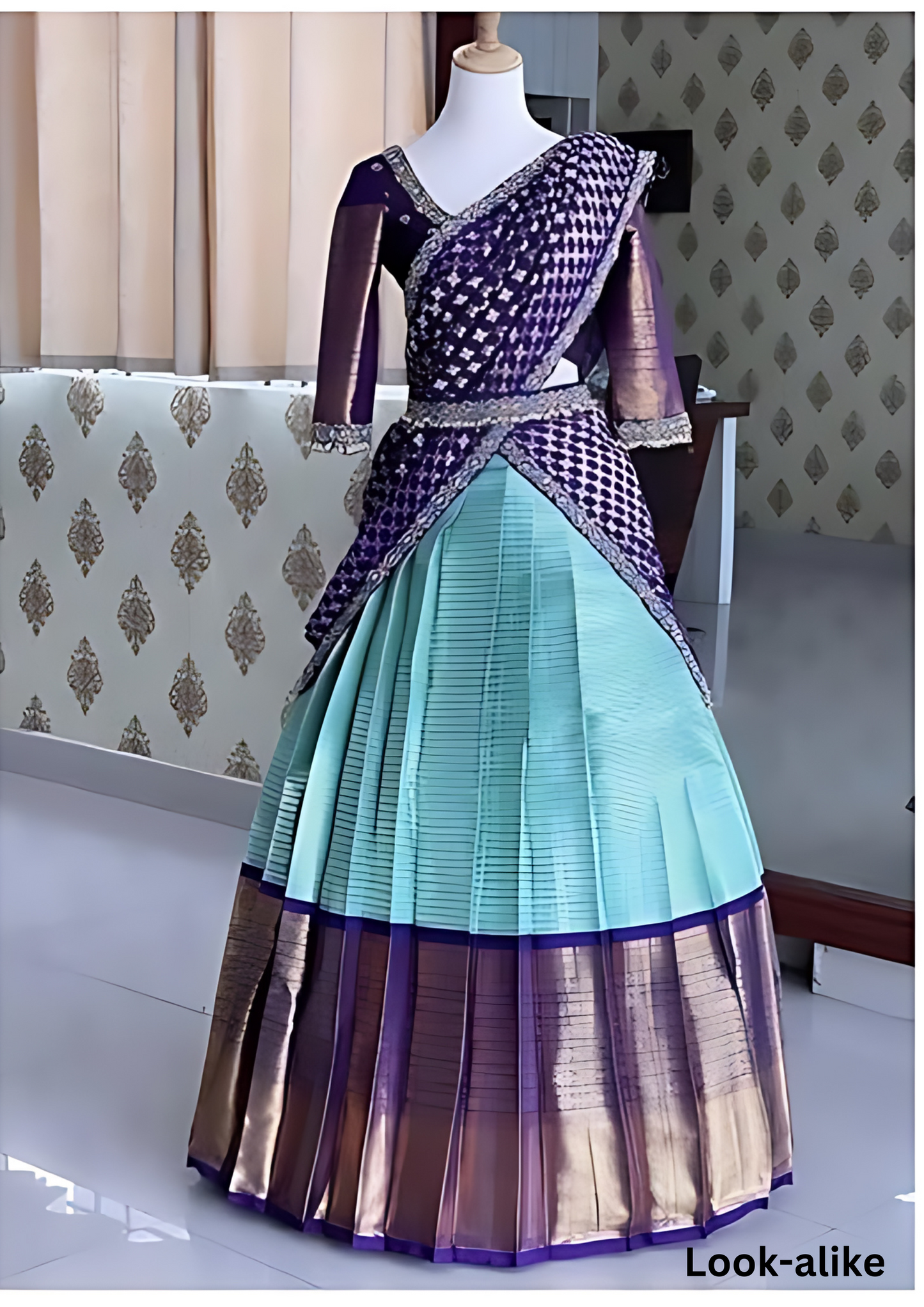 Elegent Blue Color Pure Kanjivaram Banarasi Silk Half Saree Lehenga With Blouse