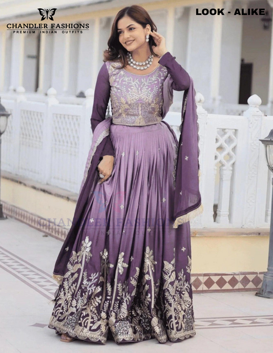 Attractive Purple Color Embroidery And Sequins Work Lehenga Choli For Women