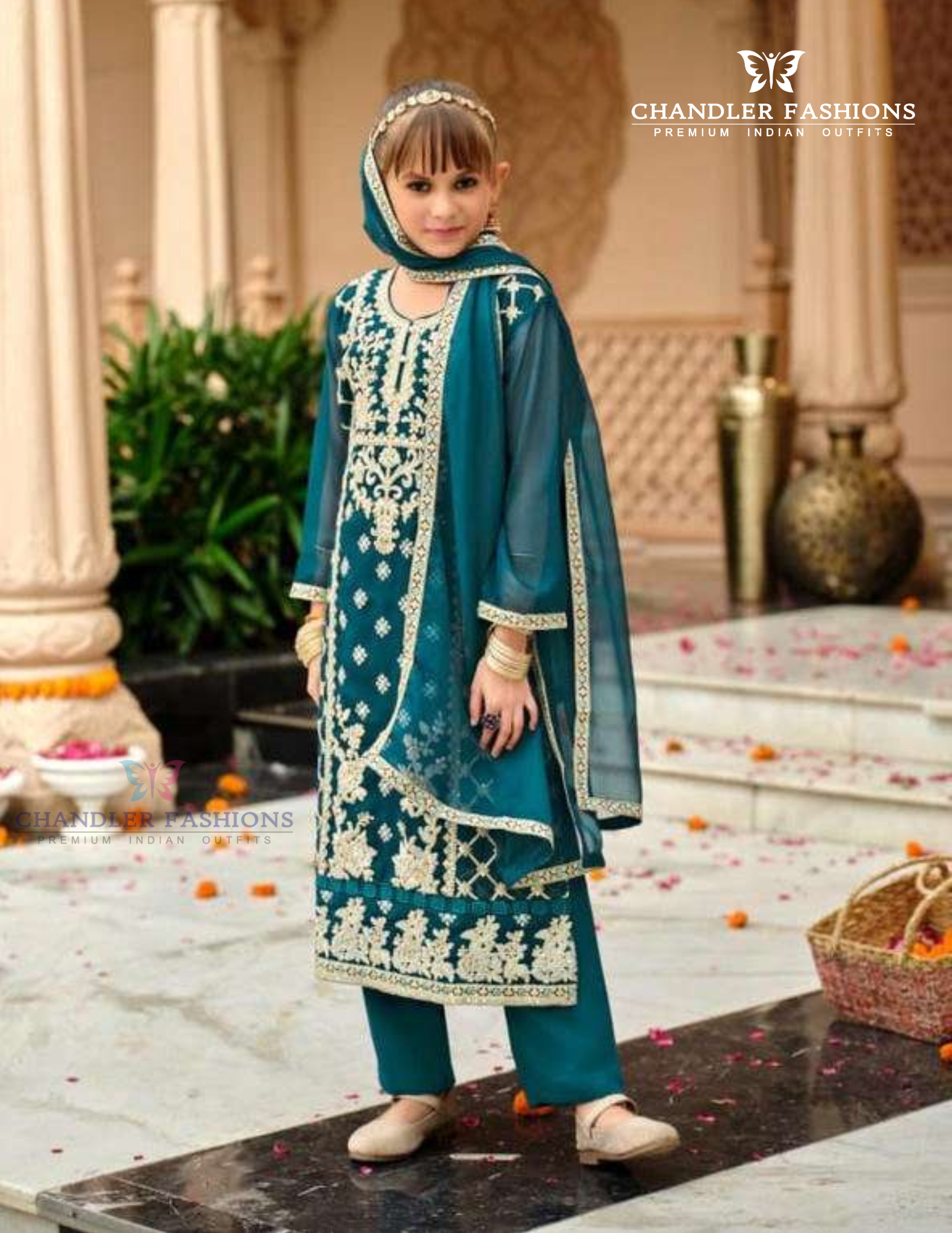 Charming Teal Green Color Organza With Embroidery Work Kurti Suits For Girls