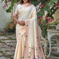 Charming Off White Color Banarasi Soft Silk Paithani Saree With Zari Border And Zari Pallu