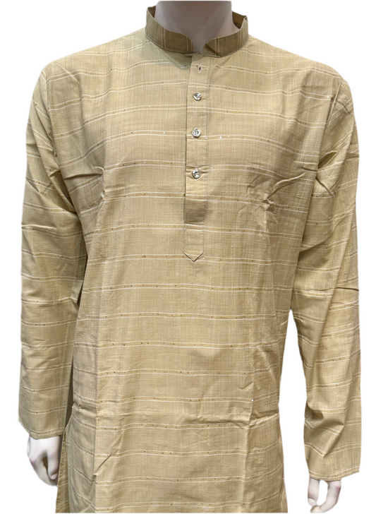 Attractive Gray Color Cotton Kurta With Pajama Set For Men