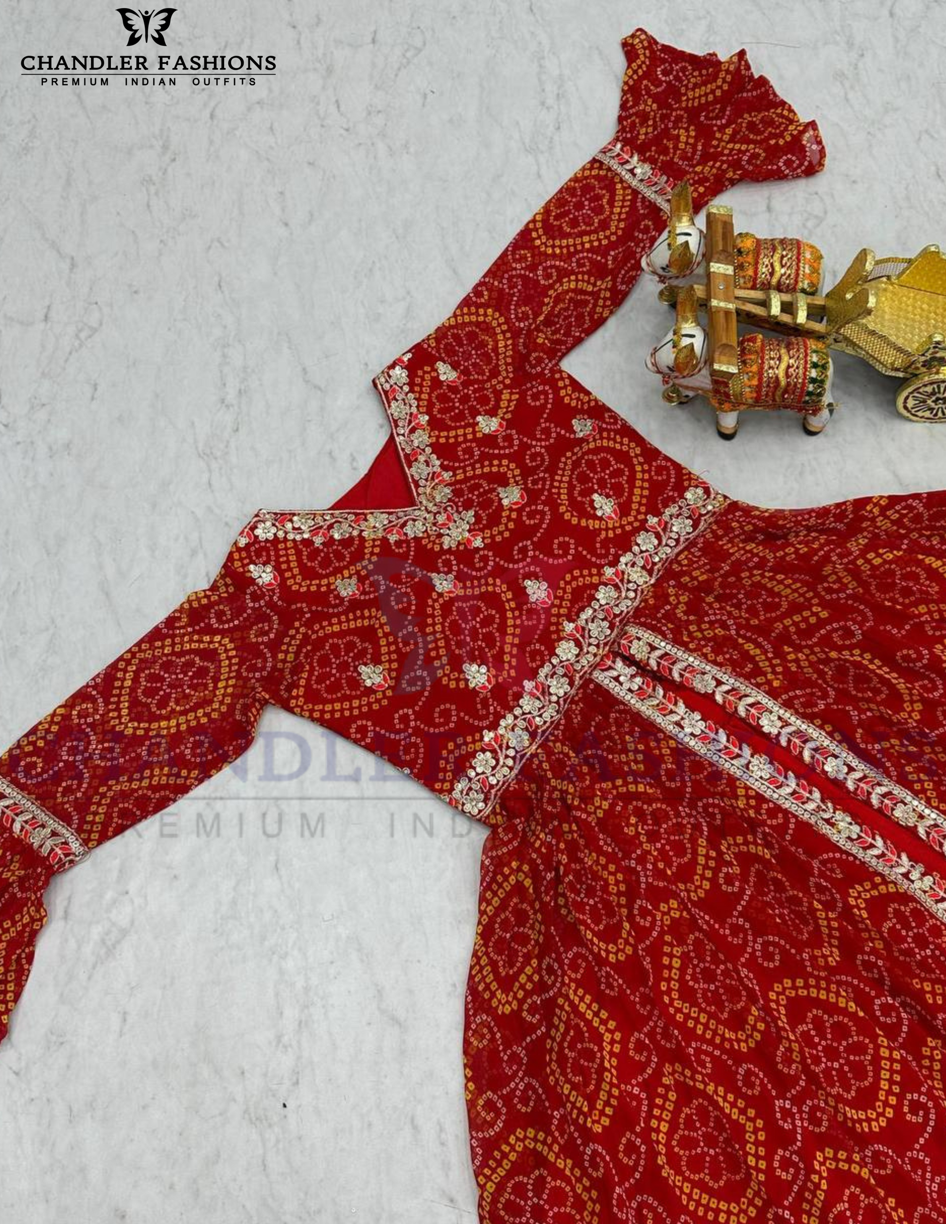 Red Thread Work Lehenga Choli For Women In Mesa