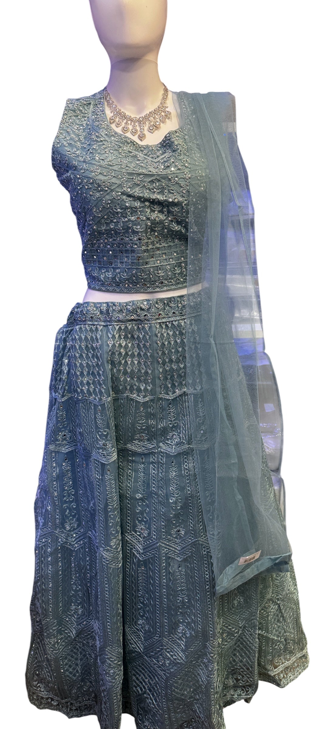 Charming Light Blue Color Lehenga With Embroidery Work Lehenga For Women