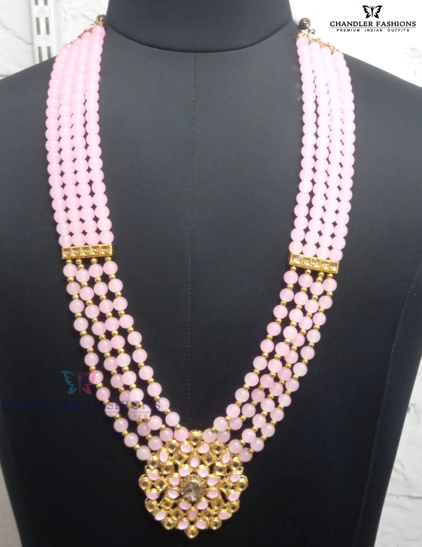 Amazing Light Pink Color Multilayered Designer Beaded Mala