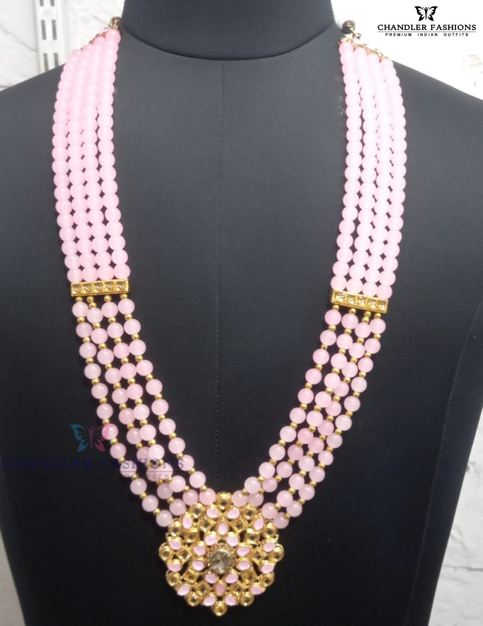Amazing Light Pink Color Multilayered Designer Beaded Mala