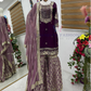 purple Color Georgette With Embroidered Sequins Work Sharara Suits in Suncity