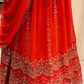 Orange Sequins With Thread Work Lehenga With Dupatta Set Yuma