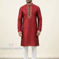 Beautiful Maroon Color Brocade Designer Men's Kurta With Pajama Pant