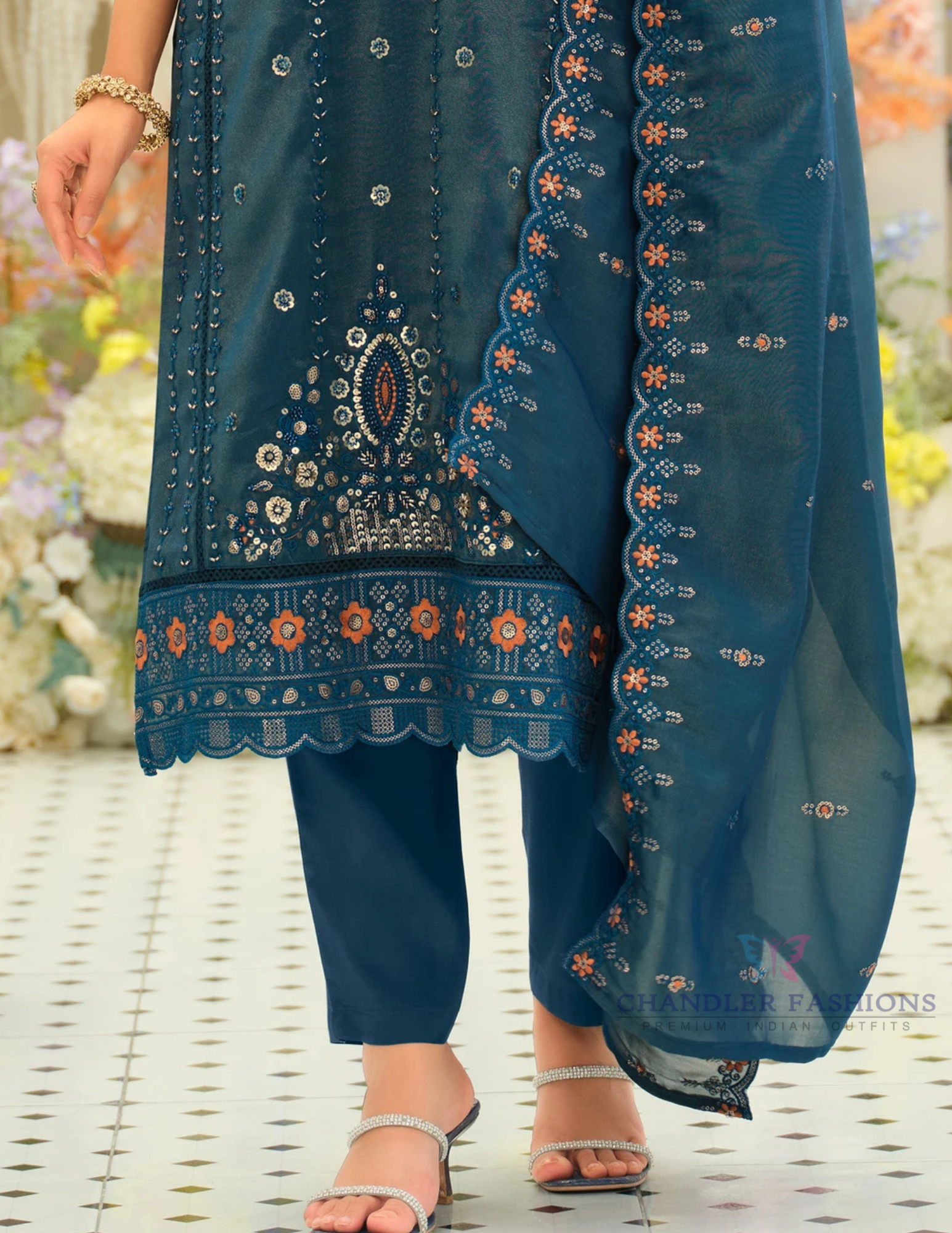 Blue Color Shimmer Salwar Suits In USA