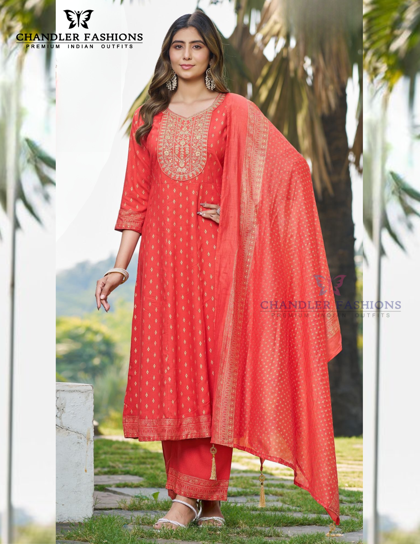 Pretty Red Color Rayon With Embroidery And Sequins Work Salwar Suits For Women