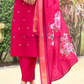 Amazing Pink Color Heavy Embroidery Work Salwar Suits With Dupatta In USA