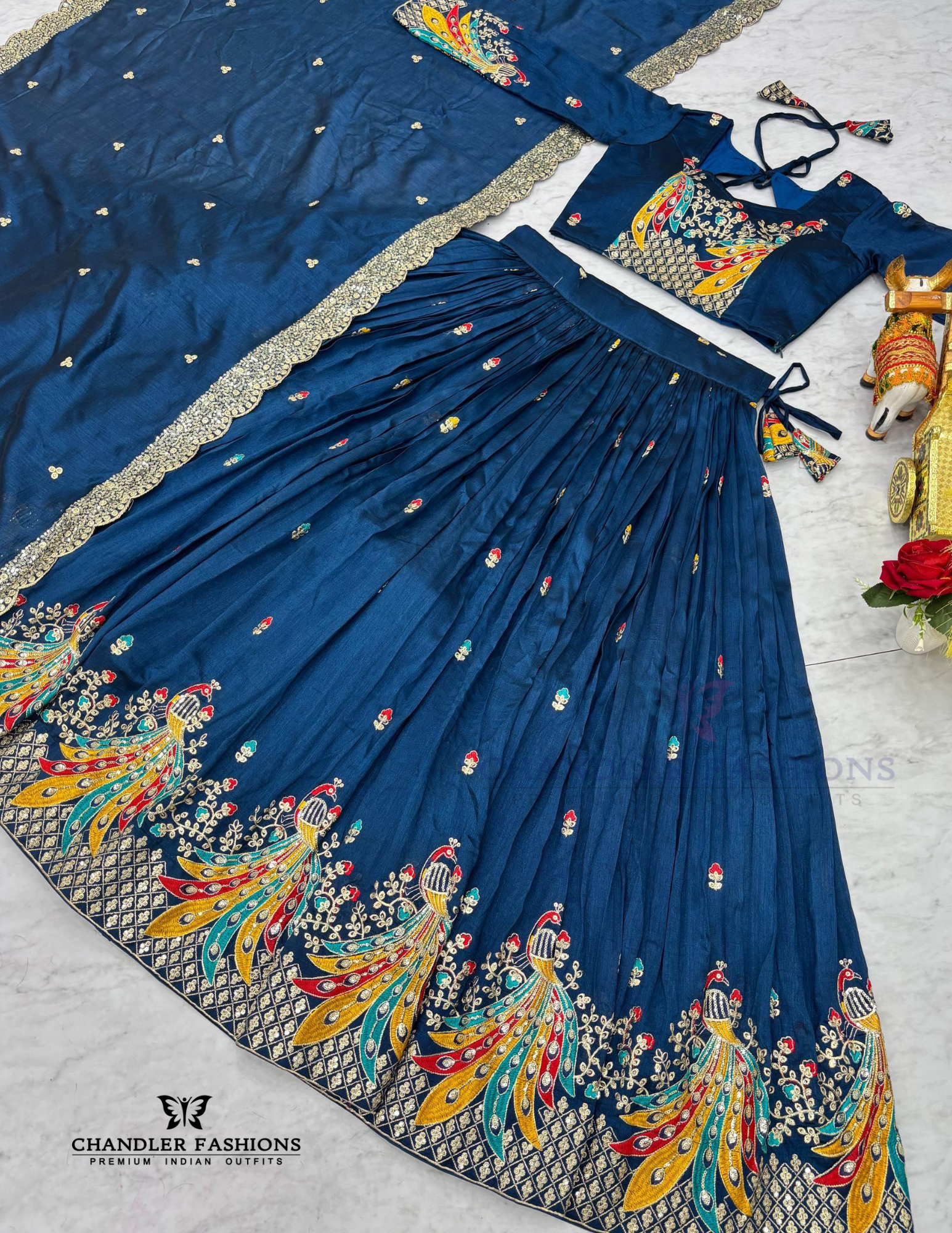 Graceful Blue Color Embroidery And Sequins Work Lehenga Choli In Suncity
