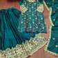 Graceful Teal Green Color Rangoli  Palazzo Suits In Mesa